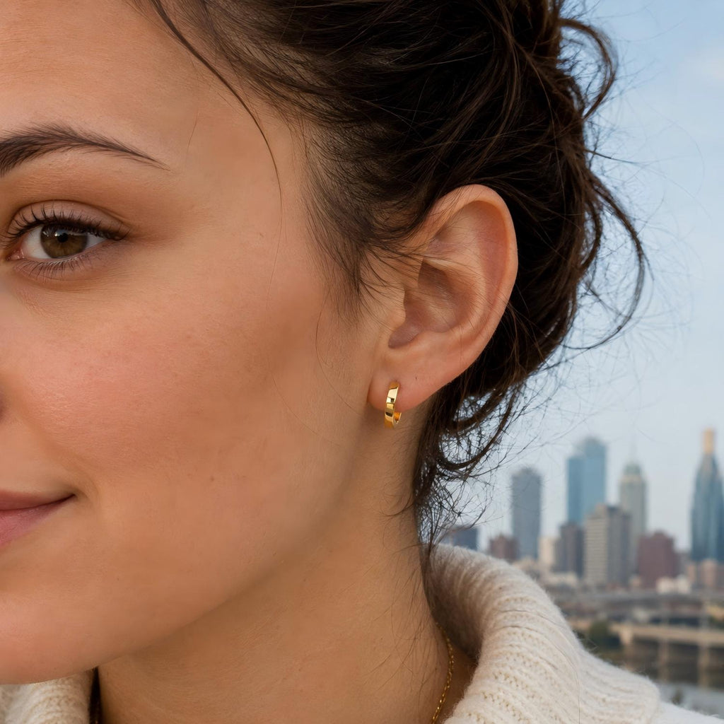 Single Wide Gold PVD F136 Titanium Huggie Hoop Earring