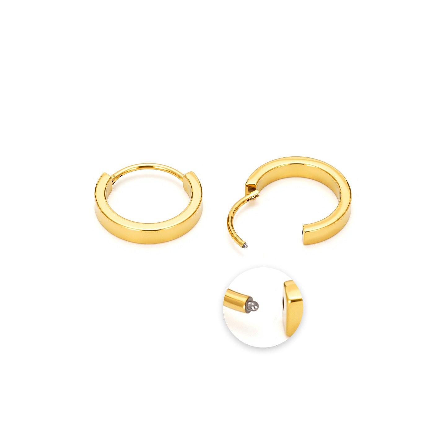 Single Wide Gold PVD F136 Titanium Huggie Hoop Earring