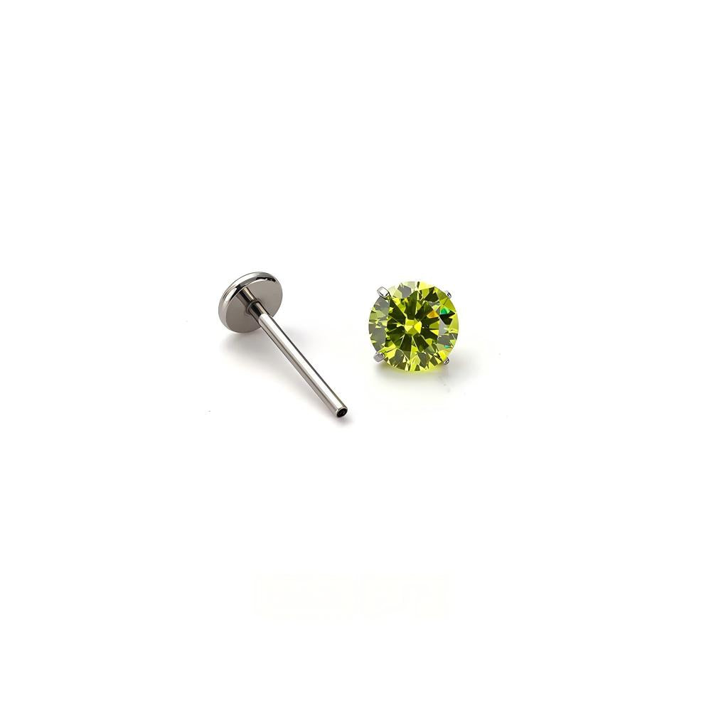 Single Shiny F136 Titanium CZ Flat Back Stud