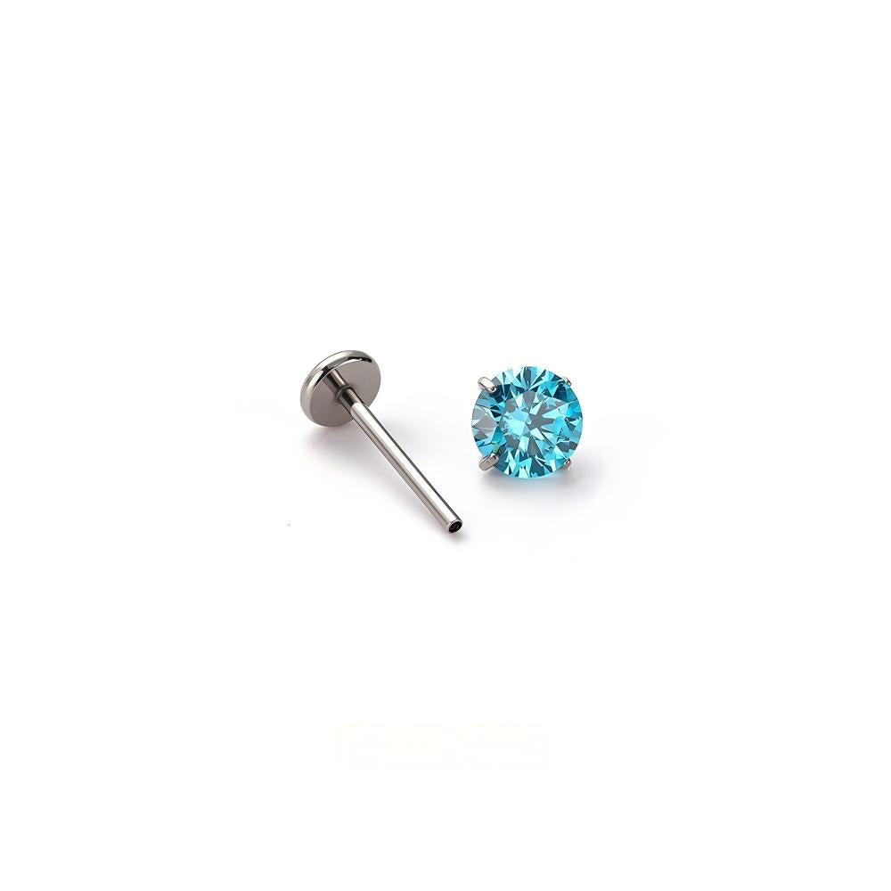 Single Shiny F136 Titanium CZ Flat Back Stud
