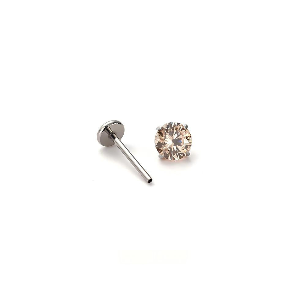Single Shiny F136 Titanium CZ Flat Back Stud