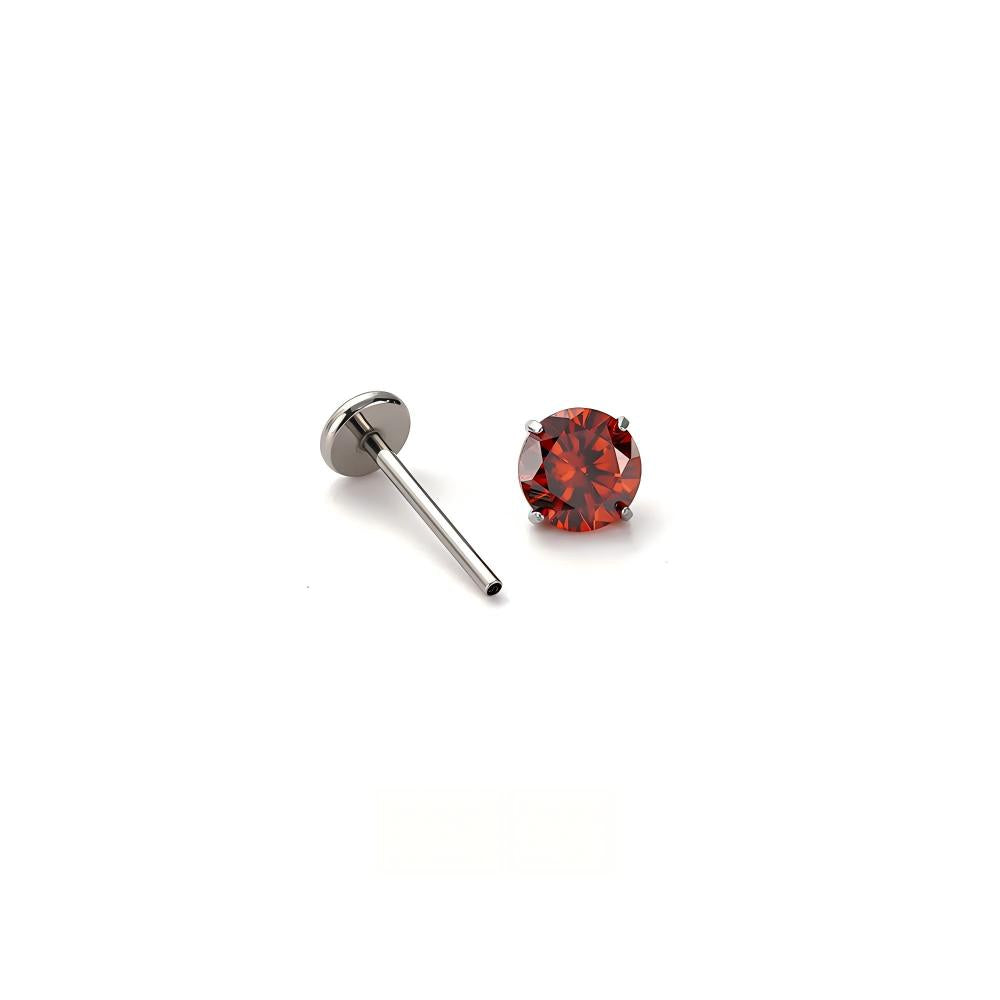 Single Shiny F136 Titanium CZ Flat Back Stud