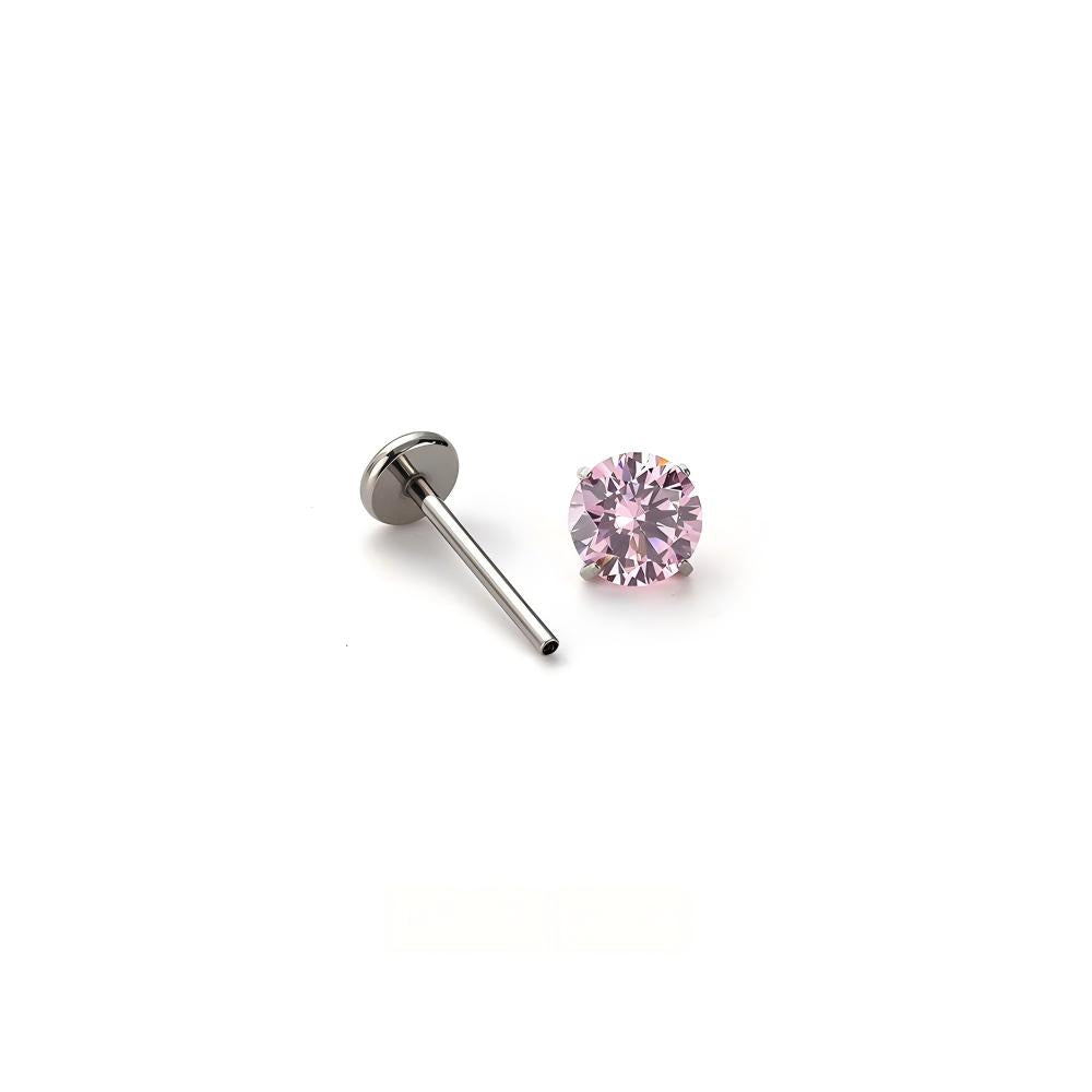 Single Shiny F136 Titanium CZ Flat Back Stud