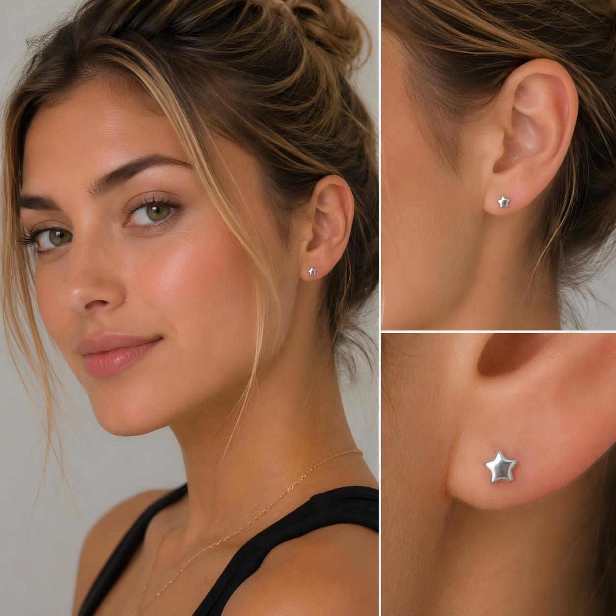 Star F136 Titanium Stud Earrings