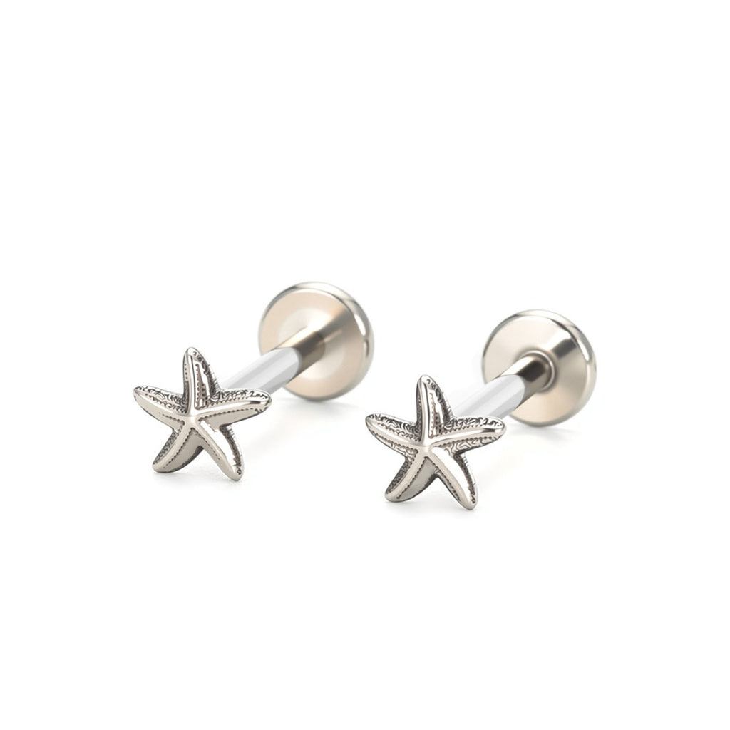 Starfish F136 Titanium Flat Back Stud Earrings