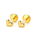 Tiny Heart 18K Gold PVD F136 Titanium Flat Back Stud Earrings