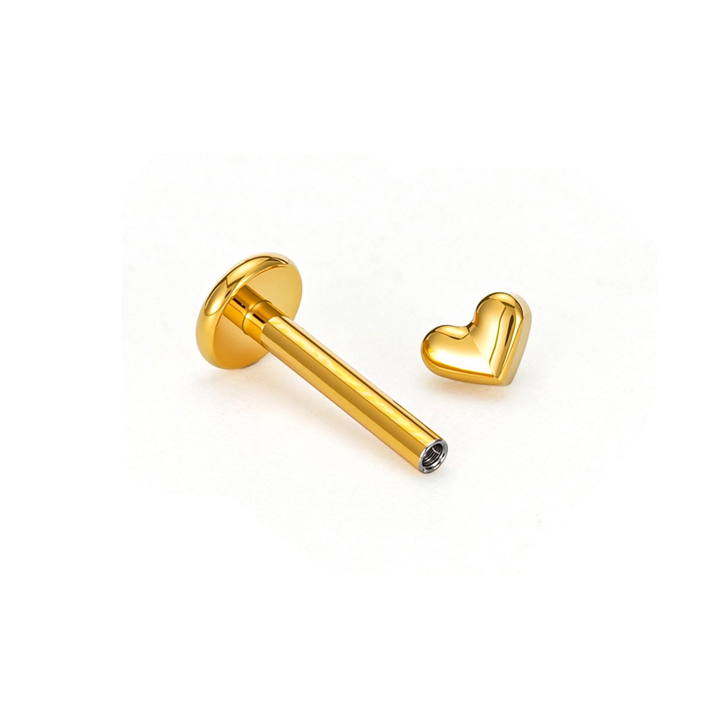Tiny Heart 18K Gold PVD F136 Titanium Flat Back Stud Earrings