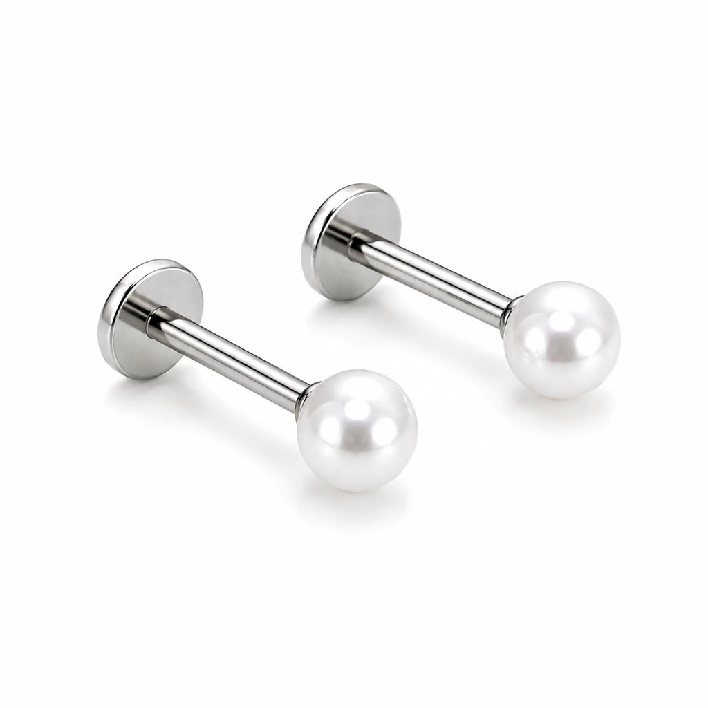 White Pearl F136 Titanium Flat Back Stud