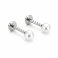 White Pearl F136 Titanium Flat Back Stud