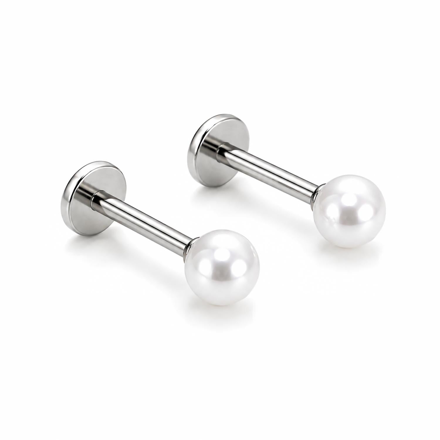 White Pearl F136 Titanium Flat Back Stud