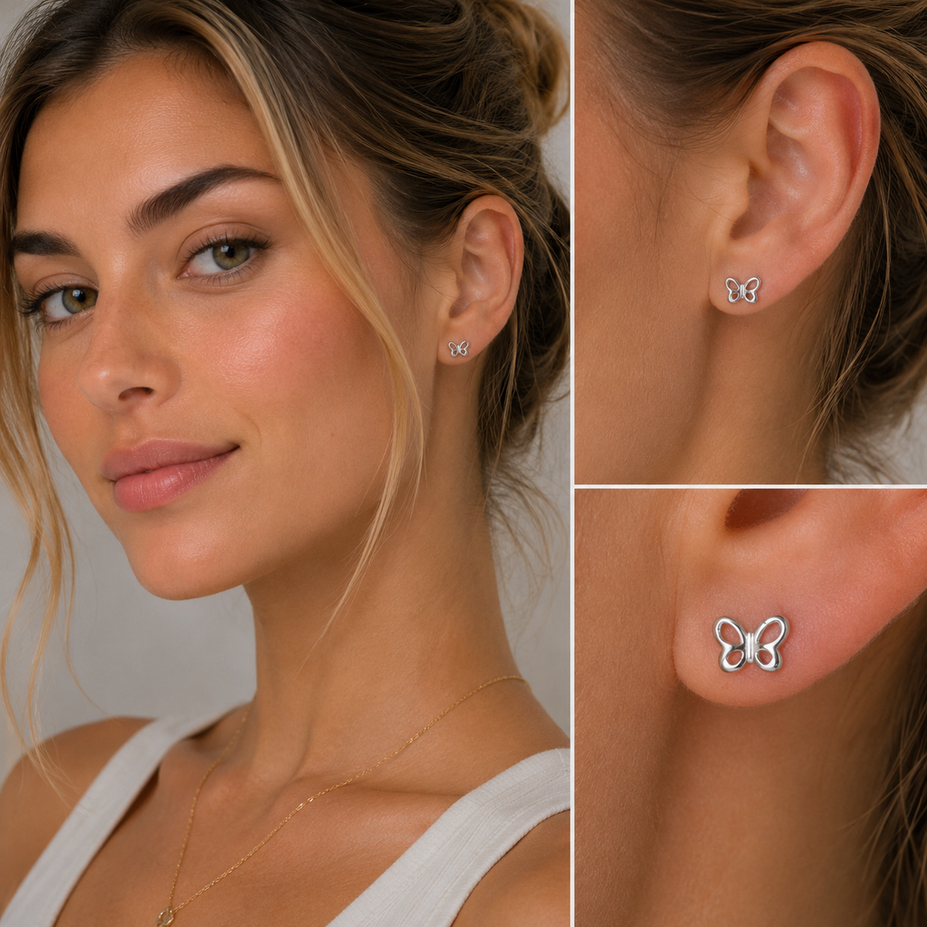Hollow Butterfly F136 Titanium Stud Earrings